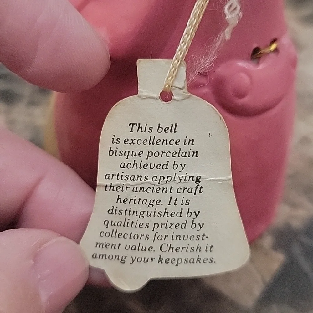 ✨️ NWT Vintage Jasco Critter Bell Bisque Porcelain Lady Cat  Christmas Decor AH